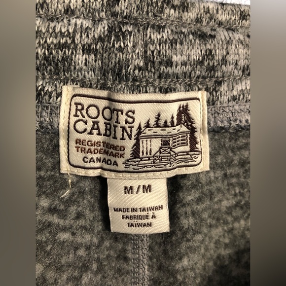 Roots Grey Cotton Lounge Casual Pants Size Medium Fall Winter Cozy - Picture 7 of 9